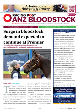 Surge in Bloodstock Demand Expected to Continue at Premier | 2 | Saturday, February 27, 2021