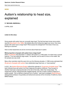 Autism's Relationship to Head Size, Explained