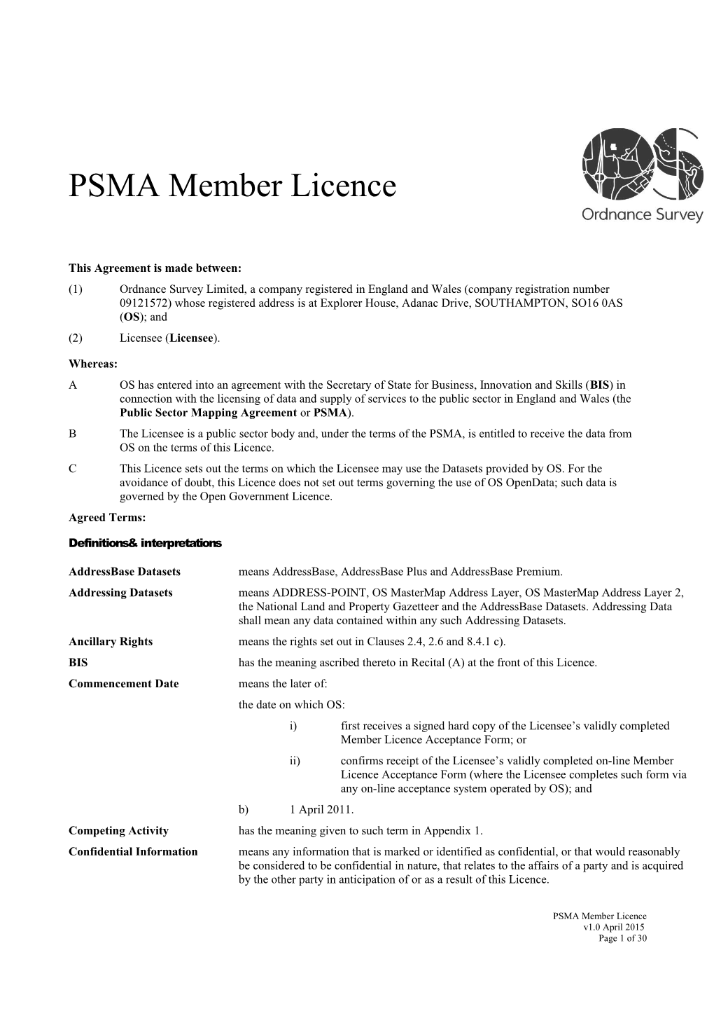 PSMA Member Licence