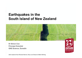 Earthquakes in the South Island of New Zealand