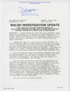 Walsh Investigation Update