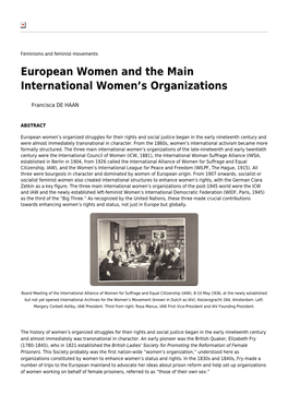 European Women and the Main International Women's Organizations