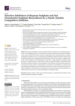 Selective Inhibition of Heparan Sulphate and Not Chondroitin Sulphate Biosynthesis by a Small, Soluble Competitive Inhibitor