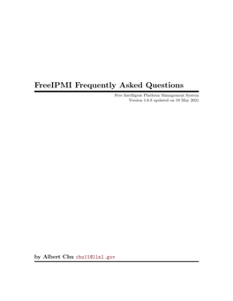 Freeipmi Frequently Asked Questions Free Intelligent Platform Management System Version 1.6.8 Updated on 19 May 2021