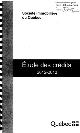 Québec Étude Des Crédits 2012-2013