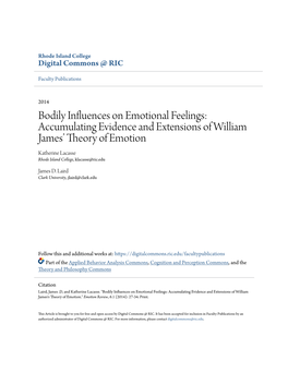 Accumulating Evidence and Extensions of William James' Theory of Emotion