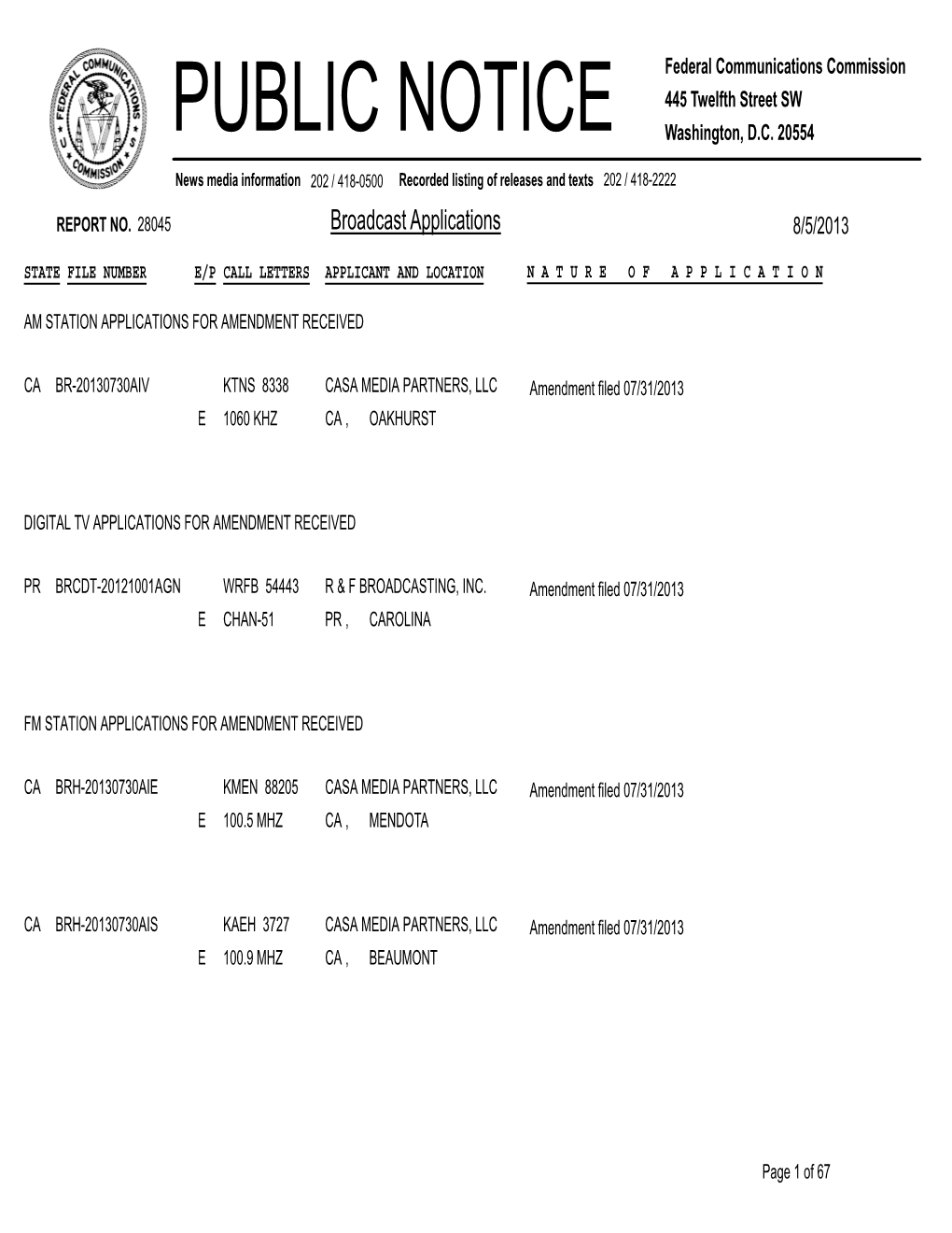 Broadcast Applications 8/5/2013