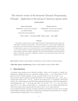 The Obstacle Version of the Geometric Dynamic Programming Principle : Application to the Pricing of American Options Under Constraints