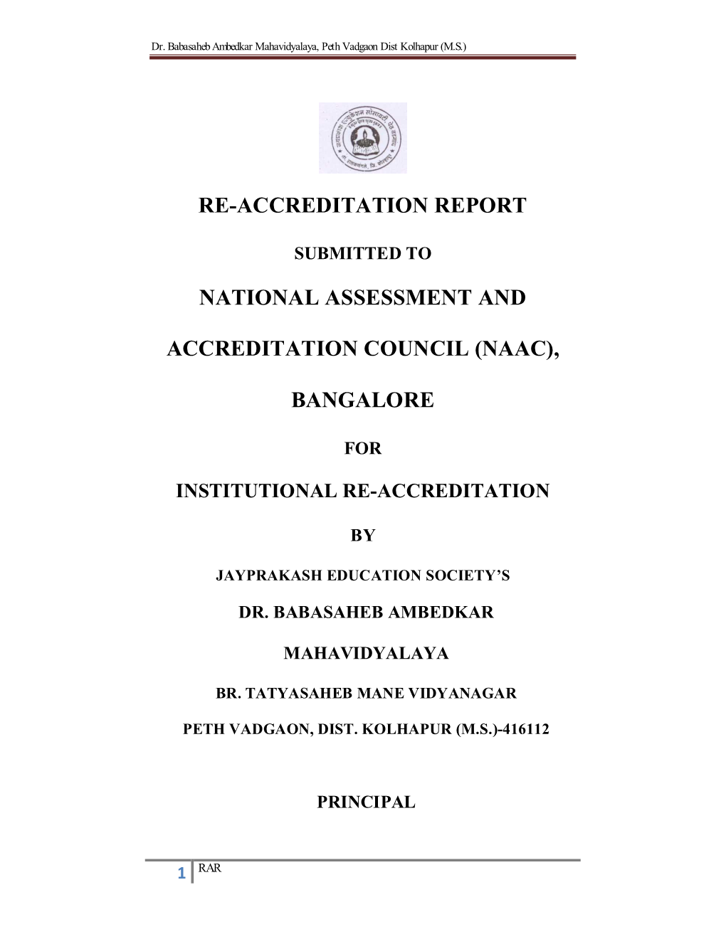 Re-Accreditation Report