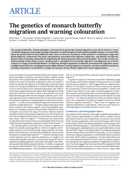 The Genetics of Monarch Butterfly Migration and Warning Colouration