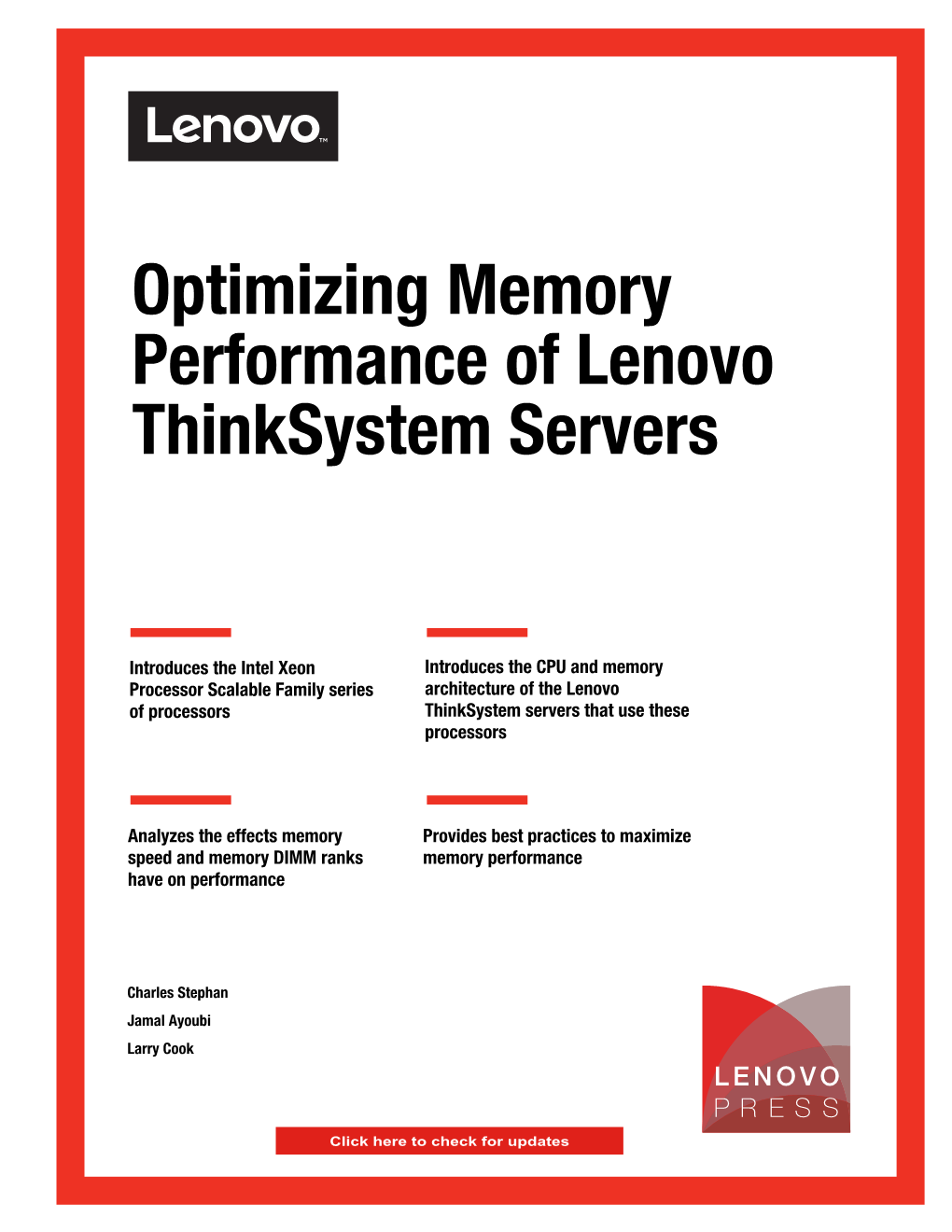 Optimizing Memory Performance of Lenovo Thinksystem Servers