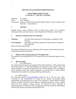 Notice of an Extraordinary Meeting of the Lolworth Village Meeting