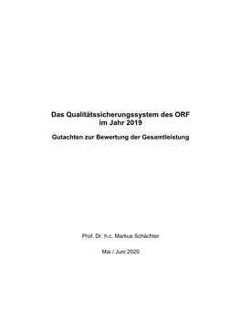 Das Qualitätssicherungssystem Des ORF Im Jahr 2019