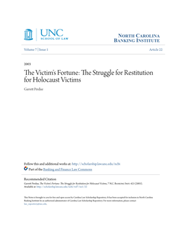 The Struggle for Restitution for Holocaust Victims, 7 N.C