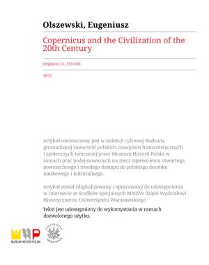 Copernicus and the Civilization of the 20Th Century
