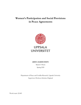 Women's Participation and Social Provisions in Peace Agreements