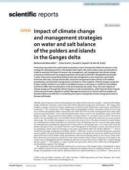 Impact of Climate Change and Management Strategies on Water