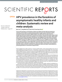 HPV Prevalence in the Foreskins of Asymptomatic Healthy