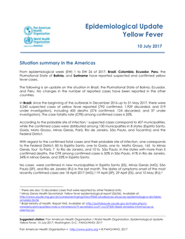Yellow Fever Epidemiological Update