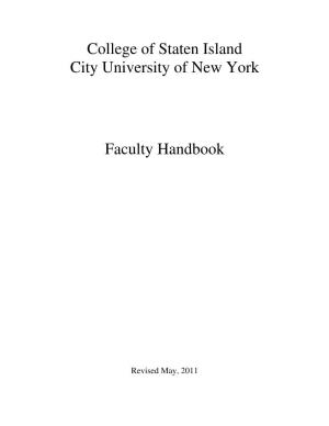 College of Staten Island City University of New York Faculty Handbook