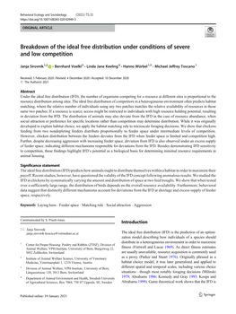Breakdown of the Ideal Free Distribution Under Conditions of Severe and Low Competition