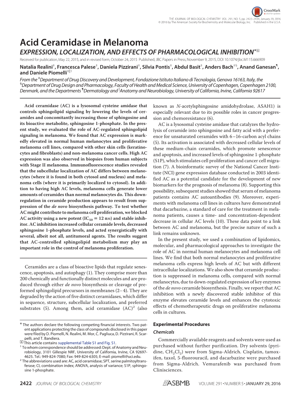 Acid Ceramidase in Melanoma