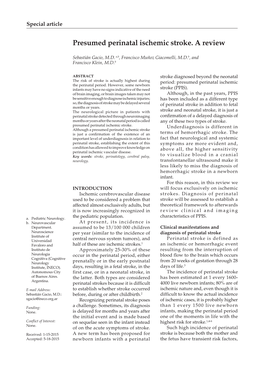 Presumed Perinatal Ischemic Stroke. a Review