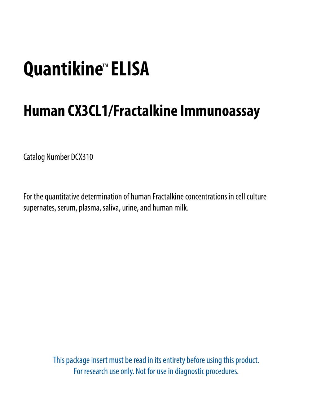 Human CX3CL1/Fractalkine Quantikine ELISA