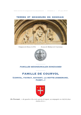 Famille De Courvol (Corvol, Favray, Savigny, La Motte-Josserand, Passy…)