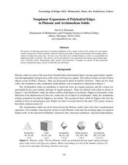 Nonplanar Expansions of Polyhedral Edges in Platonic and Archimedean Solids