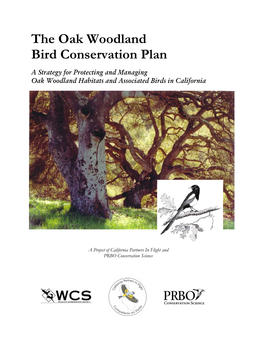 The Oak Woodland Bird Conservation Plan