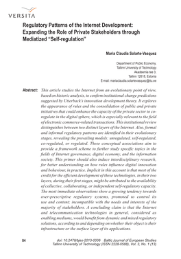 Regulatory Patterns of the Internet Development: Expanding the Role of Private Stakeholders Through Mediatized “Self-Regulation”