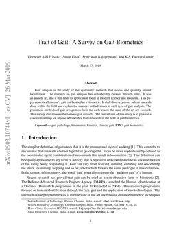 Trait of Gait – a Survey on Gait Biometrics