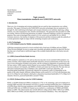 Topic Research Data Transmission Standards Over GSM/UMTS Networks