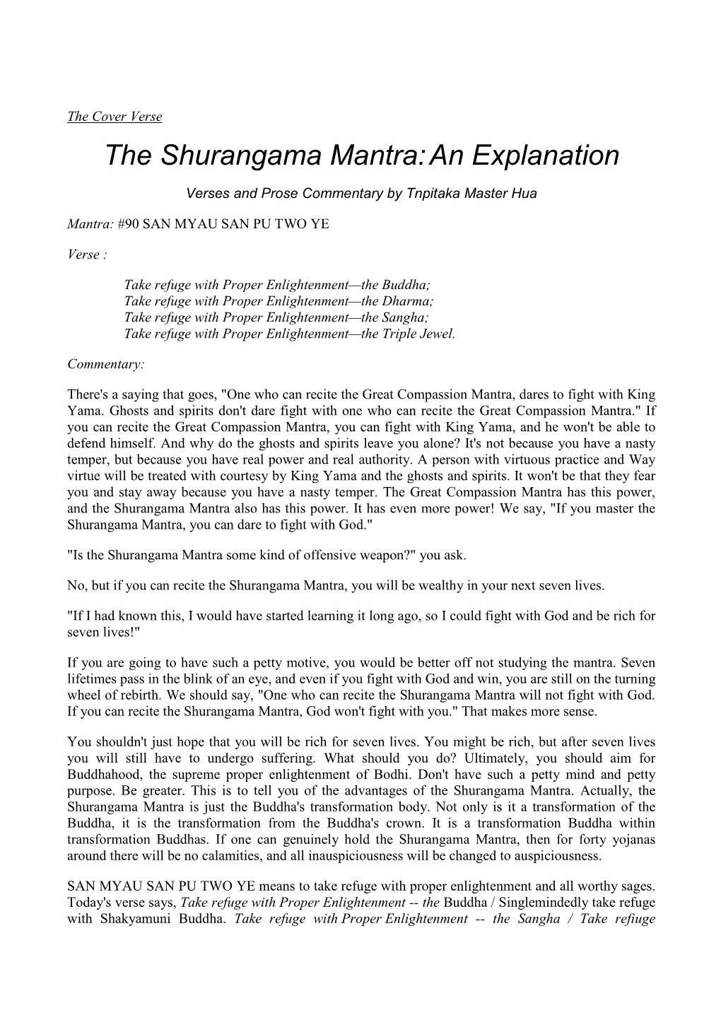 The Shurangama Mantra:An Explanation