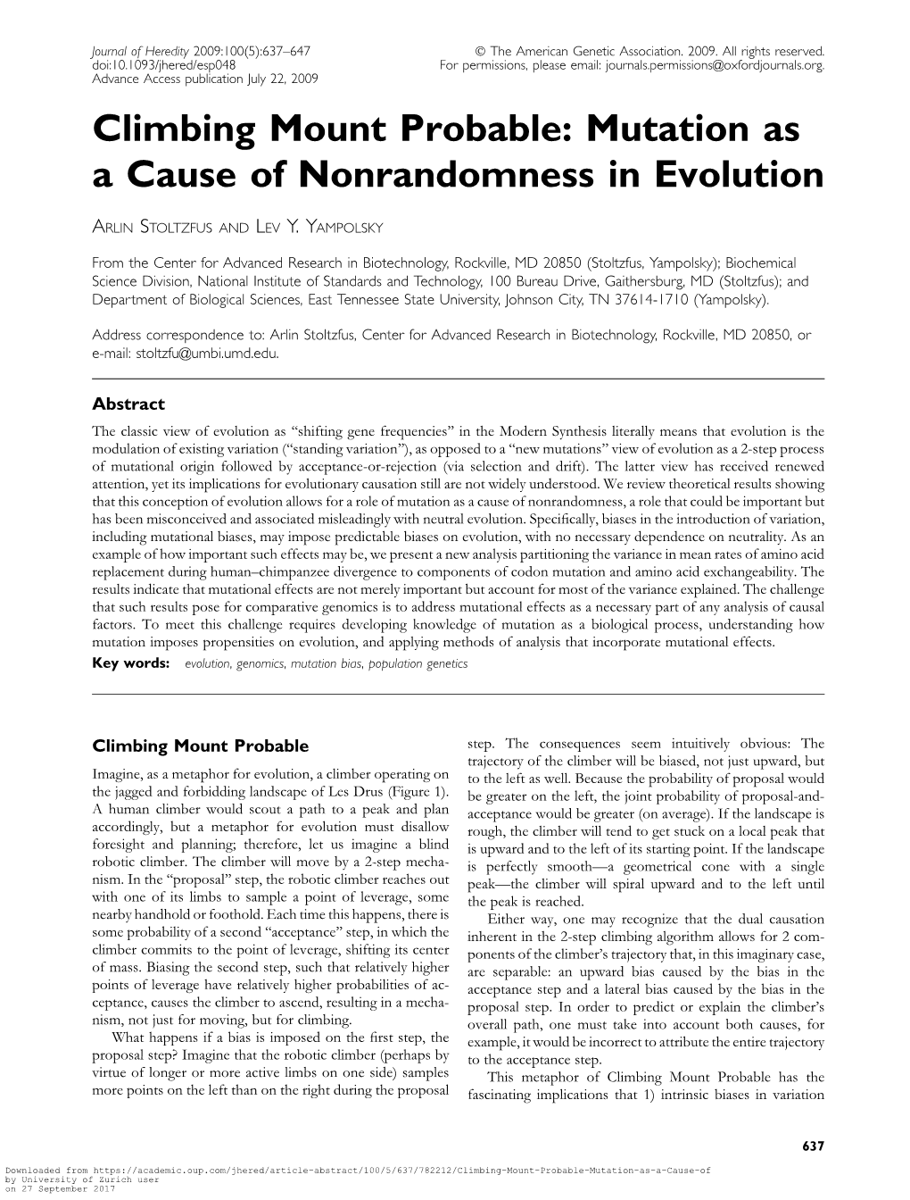Climbing Mount Probable: Mutation As a Cause of Nonrandomness in Evolution