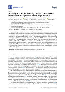 Investigation on the Stability of Derivative Melam from Melamine Pyrolysis Under High Pressure