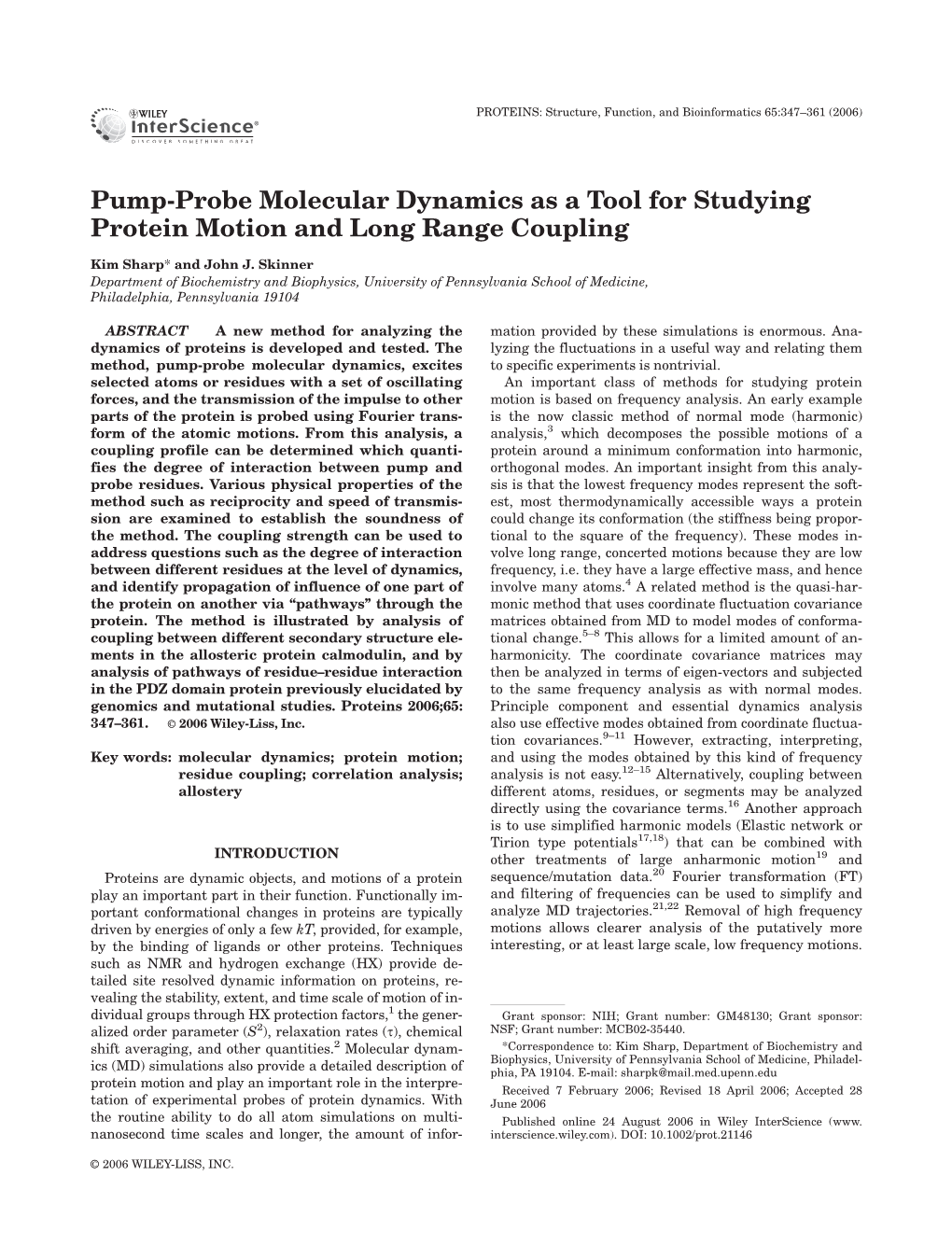 Pump-Probe Molecular Dynamics As a Tool for Studying Protein Motion and Long Range Coupling