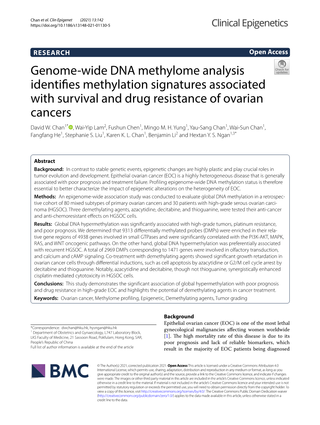 Genome-Wide DNA Methylome Analysis Identifies Methylation