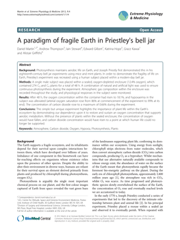 A Paradigm of Fragile Earth in Priestley's Bell