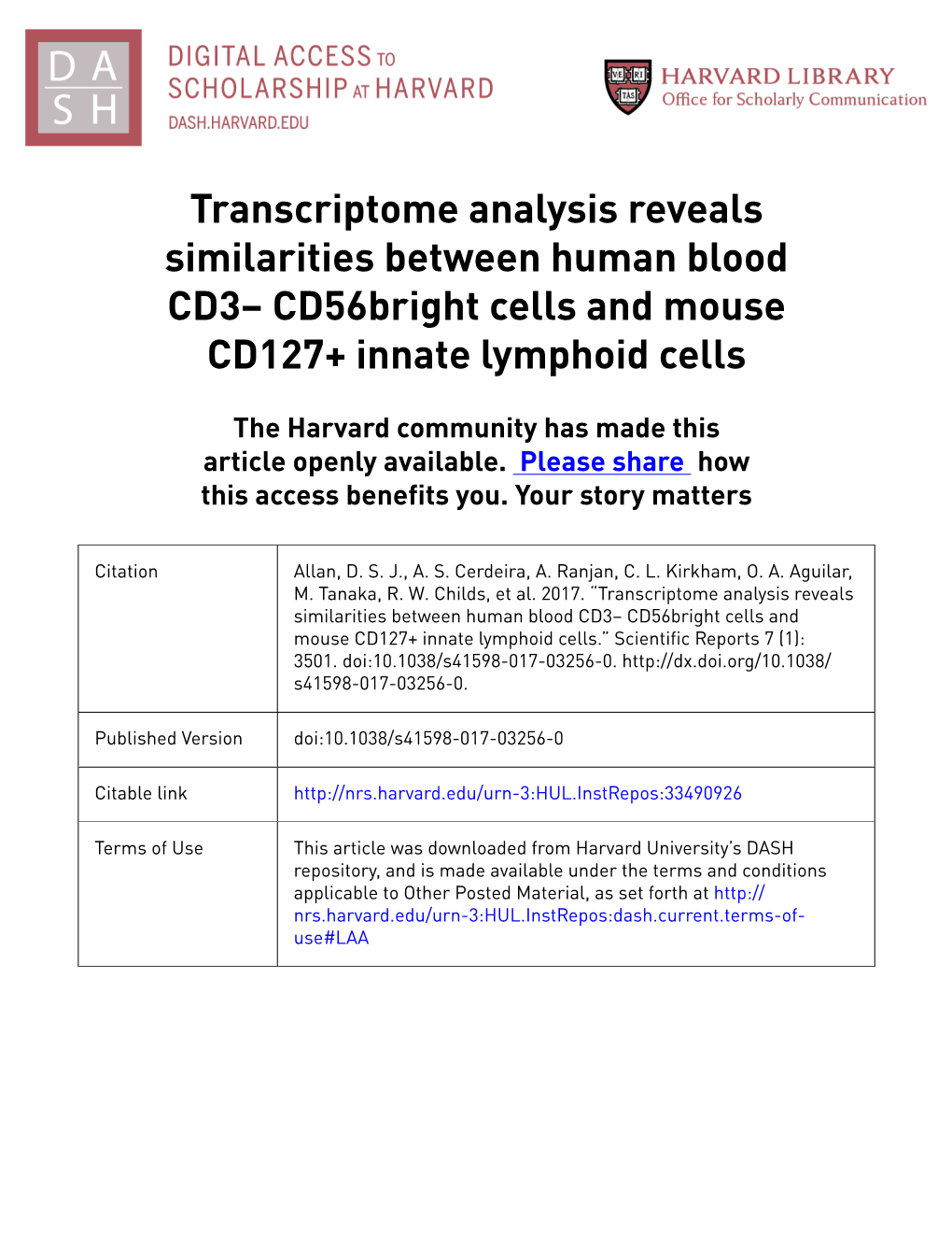 Cd56bright Cells and Mouse CD127+ Innate Lymphoid Cells