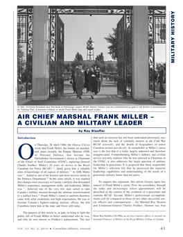 Air Chief Marshal Frank Miller – a Civilian and Military Leader