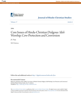 Idol-Worship, Cow-Protection and Conversion," Journal of Hindu-Christian Studies: Vol