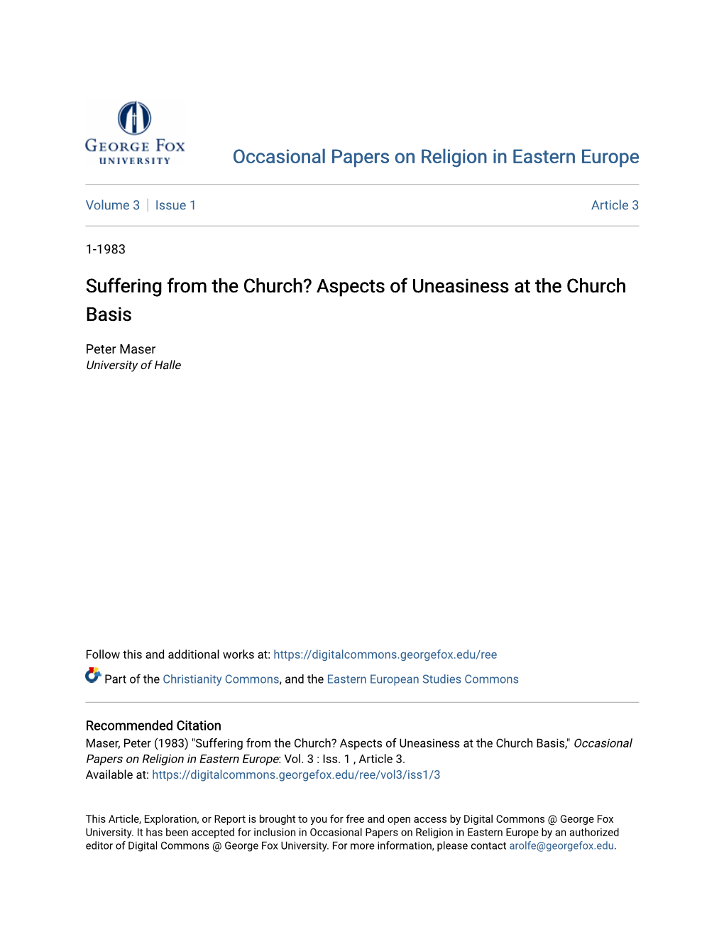 Suffering from the Church? Aspects of Uneasiness at the Church Basis