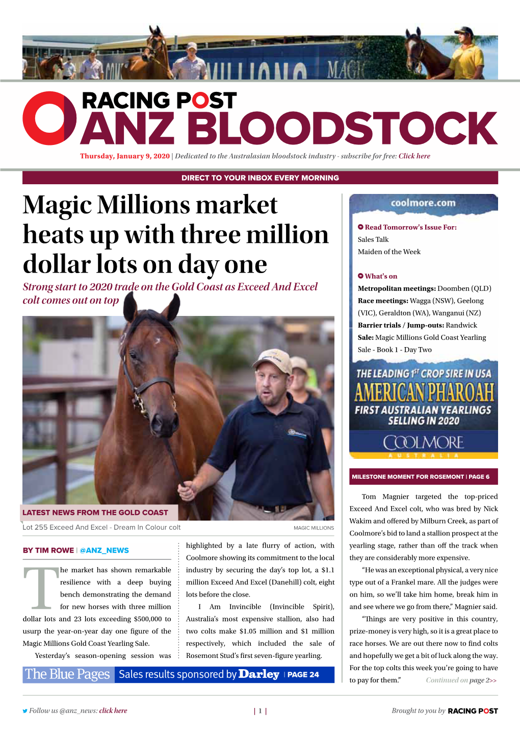 Magic Millions Market Heats up with Three Million Dollar Lots on Day One | 2 | Thursday, January 9, 2020