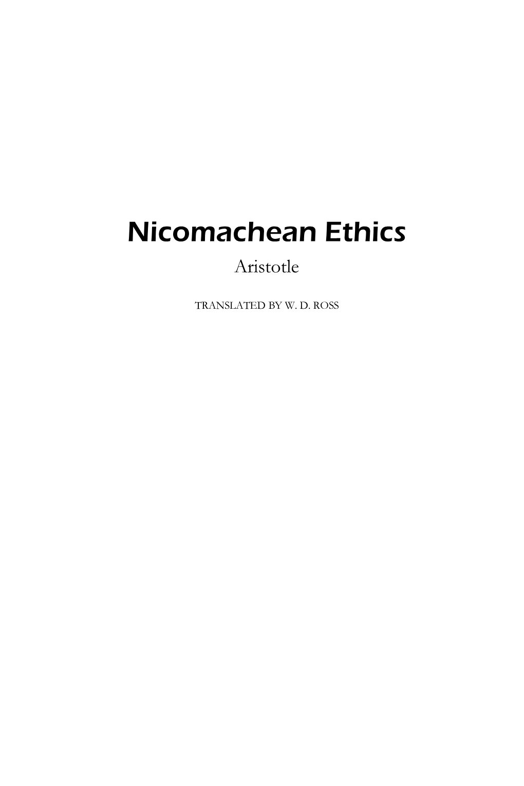 Nicomachean Ethics Aristotle