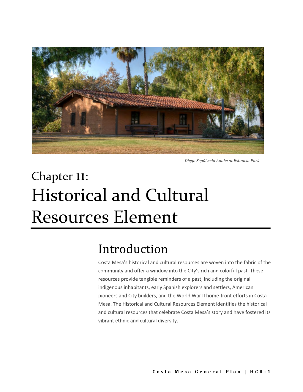 Chapter 11: Historical and Cultural Resources Element