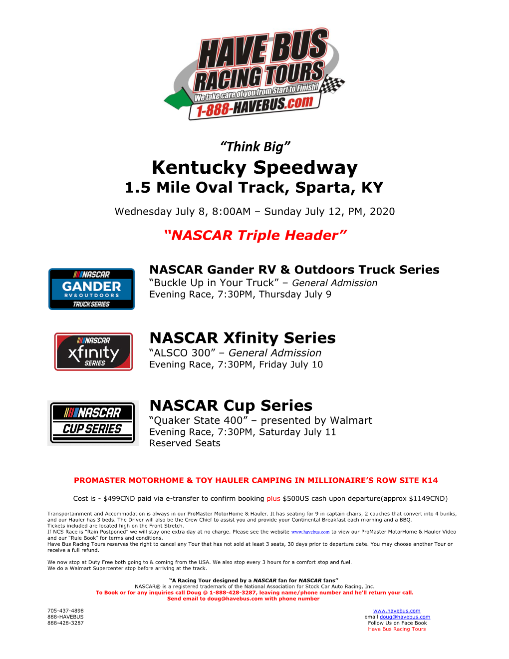 Kentucky Speedway 1.5 Mile Oval Track, Sparta, KY