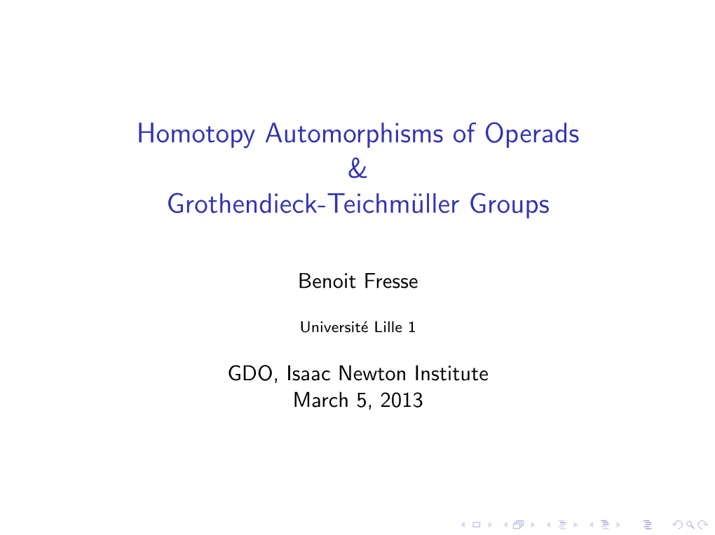 Homotopy Automorphisms of Operads & Grothendieck-Teichmüller Groups