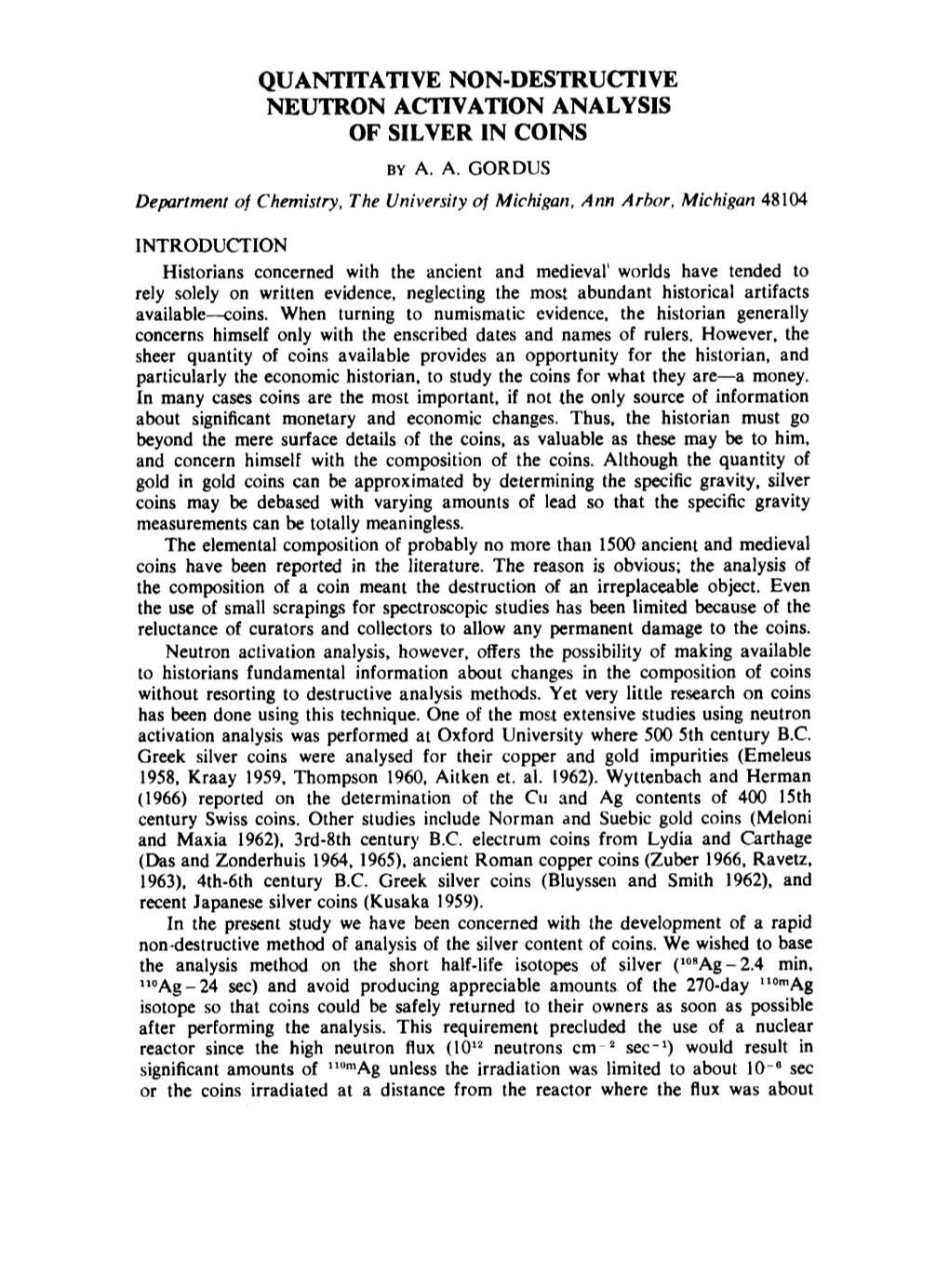 Quantitative Non-Destructive Neutron Activation Analysis of Silver in Coins